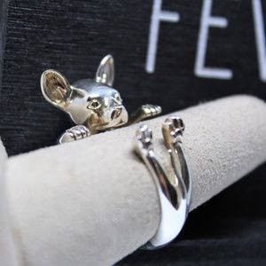 Dog Fever Hug Ring Sterling Silver Chihuahua